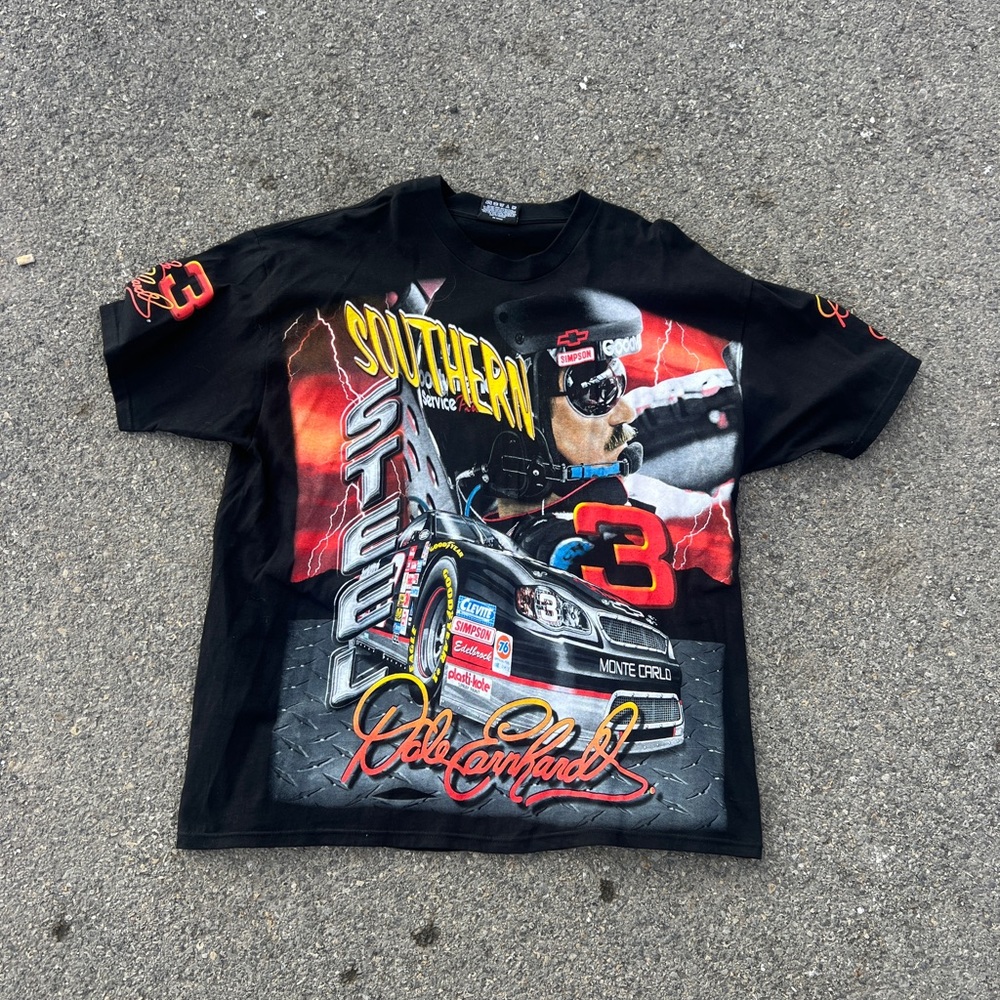 Vintage 90s Chase Authentics Dale Earnhardt All Over Print Nascar T Shirt